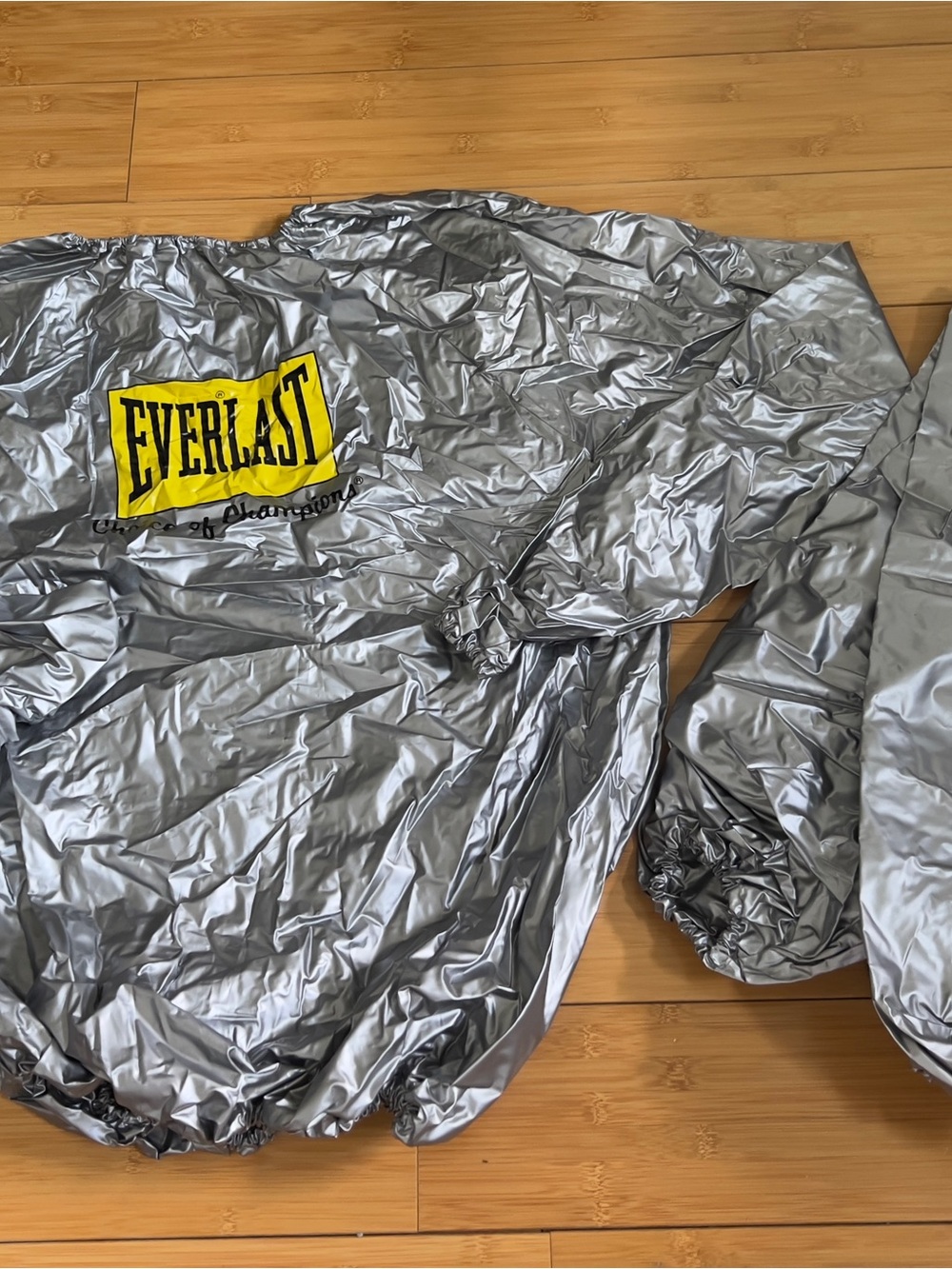 Everlast Classic Vinyl Sauna Suit Sweat Suit Weight Loss Fitness Silver XL 2 PC
